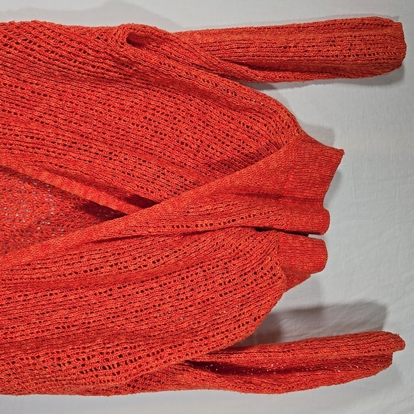 Billabong Orange Sweet Bliss Surplice Open Knit Sweater Small - Picture 4 of 7